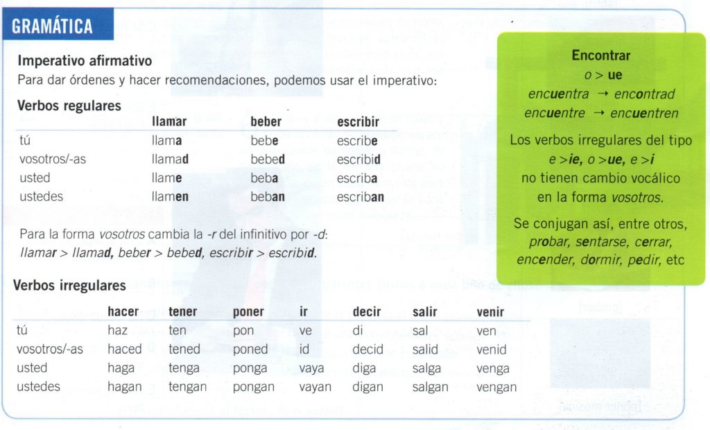 Commands in Spanish, how to form the imperative affirmative
