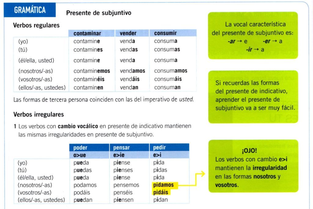 Aprende a conjugar el presente de subjuntivo